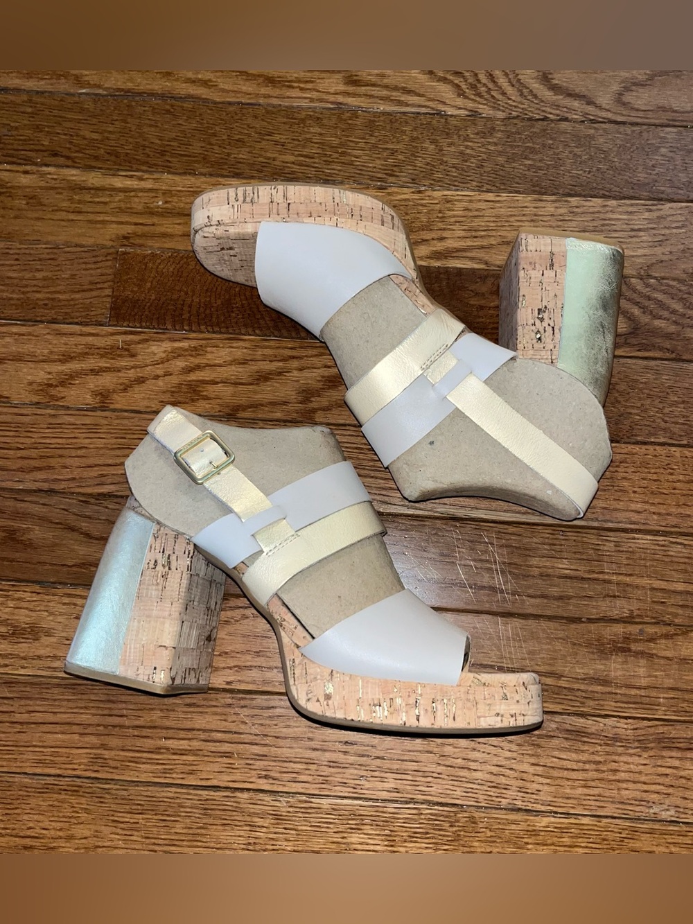 Kork-Ease Maxi Sandal Platform & Cork Natural Combo Cream, Tan & Gold Women’s 10 - Picture 6 of 12